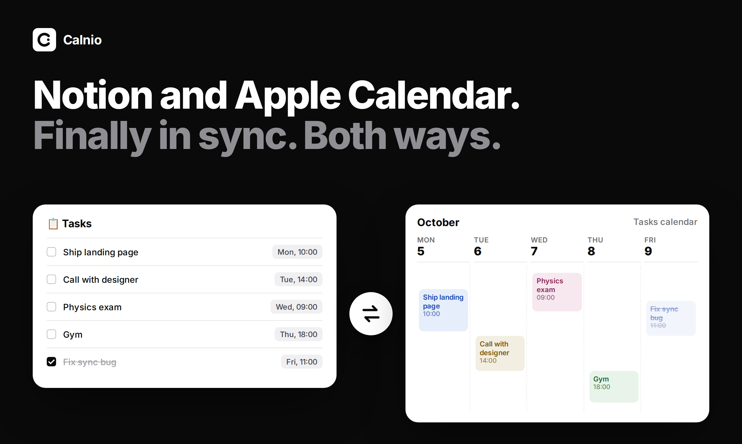 Made a free two-way sync between Notion databases and Apple Calendar